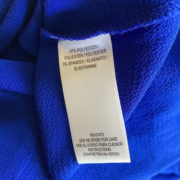 Gabby Skye Size 8 Blue Maxi Dress Puff Sleeve Tie Waist Faux Wrap NWOT - Picture 5 of 8